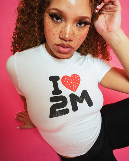 I <3 2M Vintage Baby Tee (White)